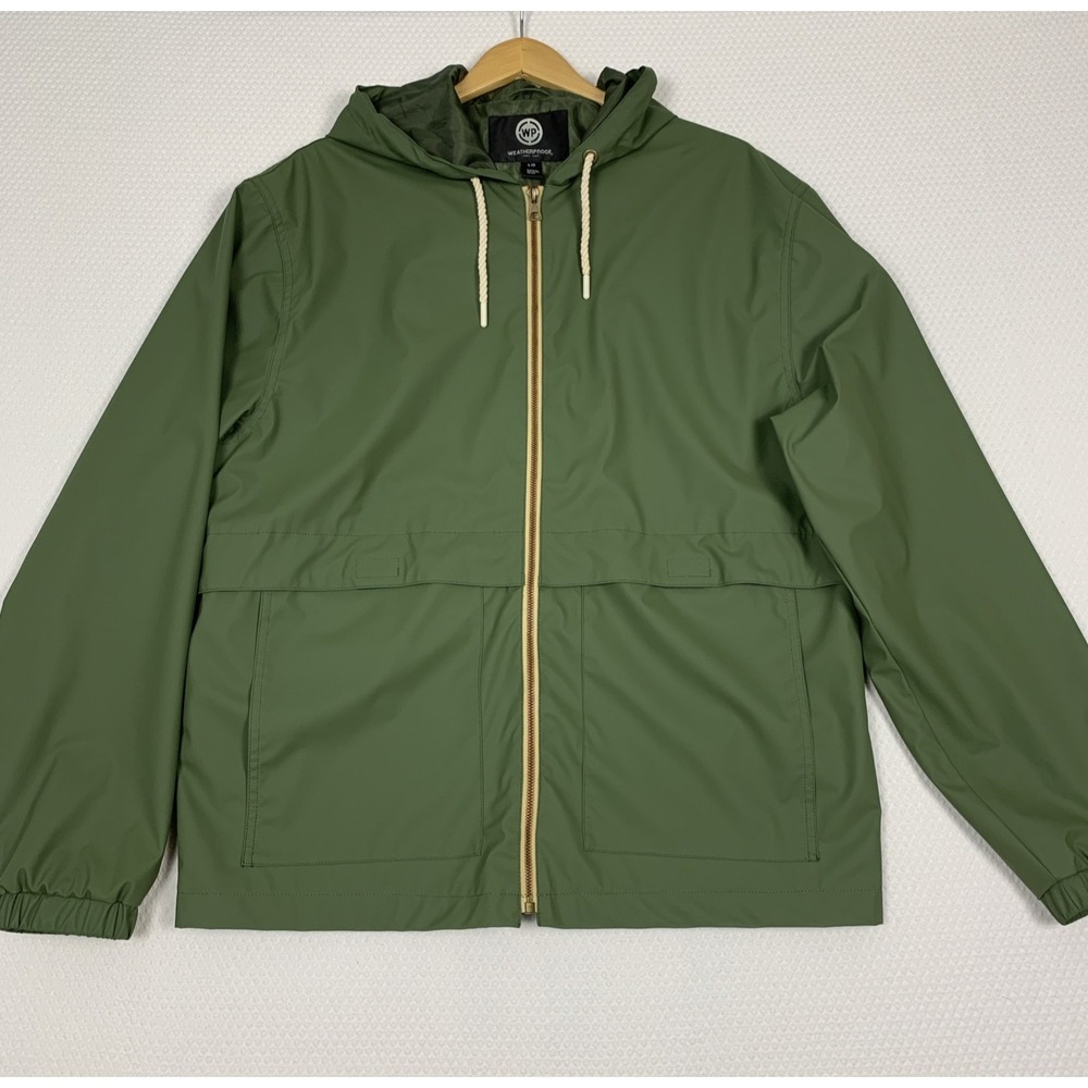 Weatherproof Vintage Rain Jacket Womens Large Olive Green Hooded Utility Jacket
